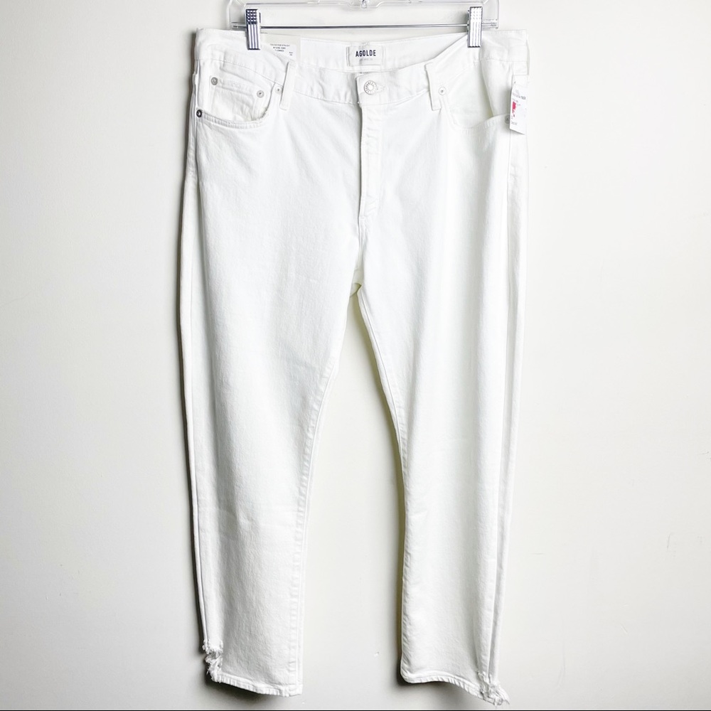 NWT Agolde Toni Mid Rise Straight Jeans Women's 32 White Ankle Length